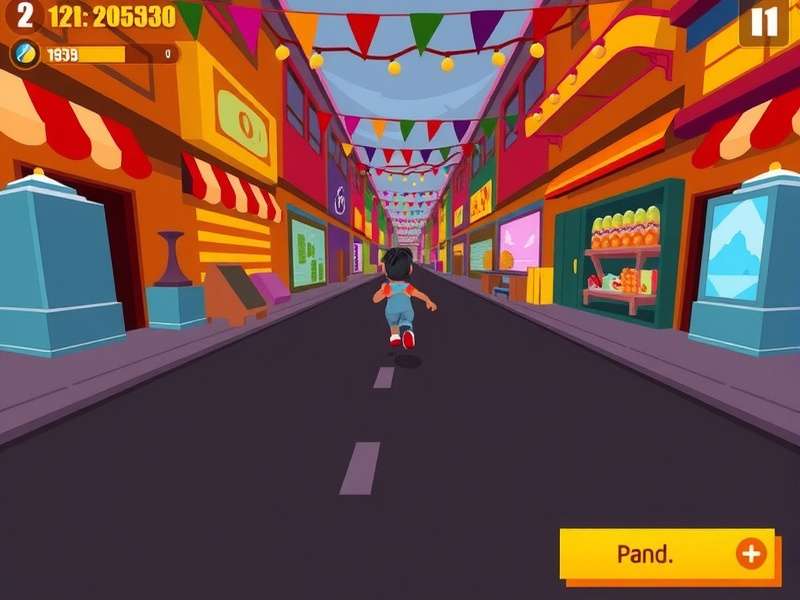 Desi Dusk Dash gameplay screenshot showing character running through Indian market